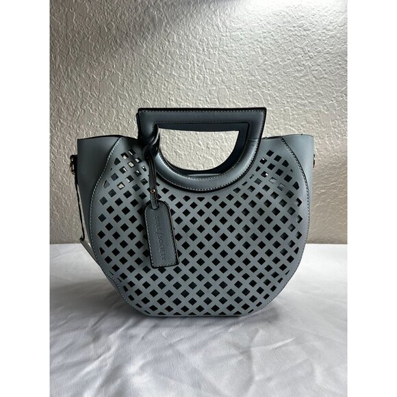Sole Society Handbags - Sole Society Eppie Perforated Faux Leather Blue Satchel Crossbody w/ Hang Tag